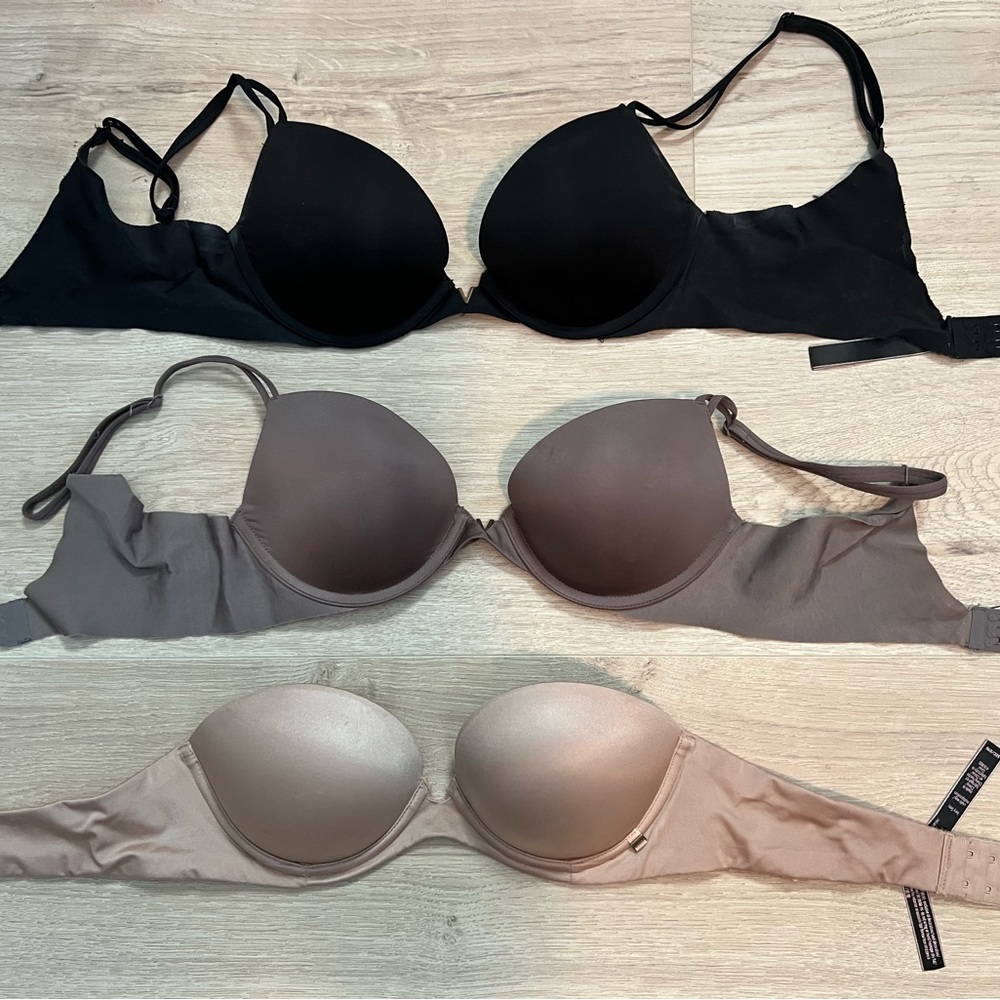 Victoria's Secret Black, Taupe, and Tan Bra Trio